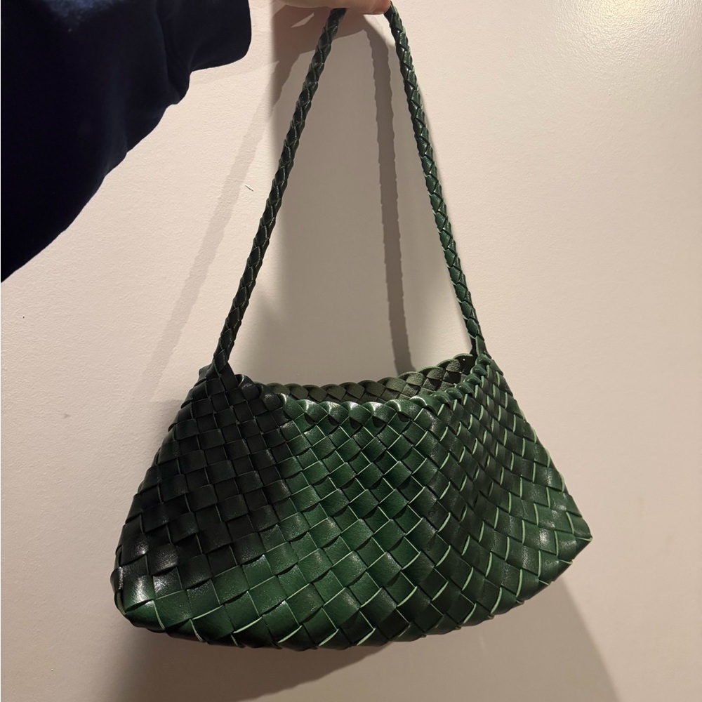 Green Woven Leather Handbag